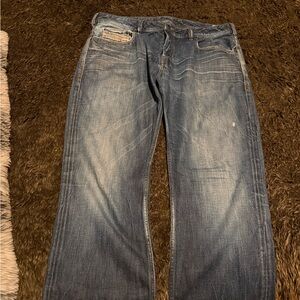 Diesel Straight Leg Faded Blue Jeans